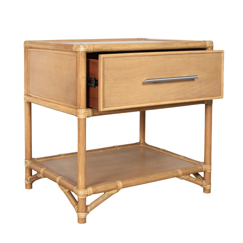 Olivia Collection 1 - Drawer Rattan Nightstand, Natural