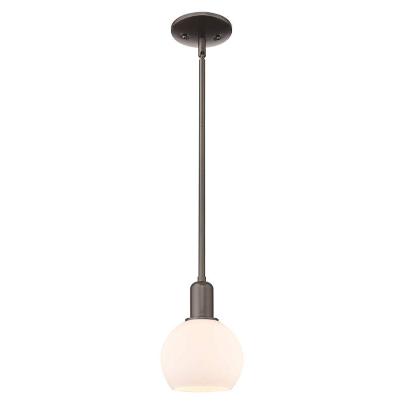 Mini-luminaire suspendu 1 lumière Arcadia - Athens, H 4,88 po x l 5,88 po x P 5,88 po, Blanc mat, Bronze frotté à l'huile