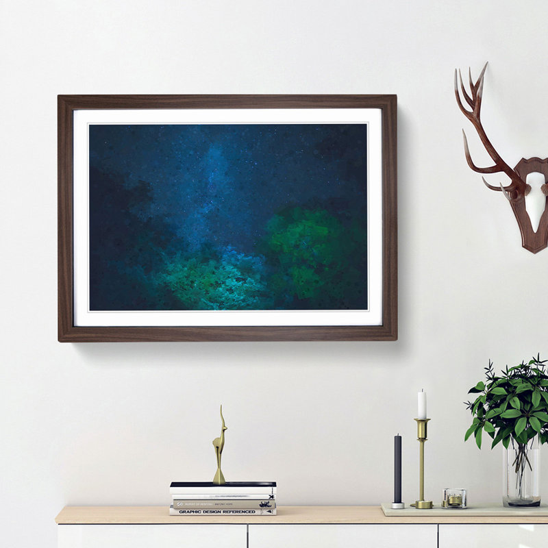 Stars Above a Forest in Canada - Picture Frame Graphic Art Print, 62cm H x 87cm W x 2cm D, Walnut Framed