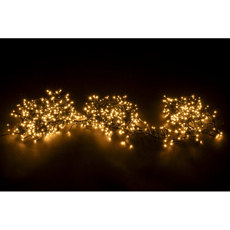 LED Cluster 768 Multi Twinkle 19.5' Green Wire, Warm White