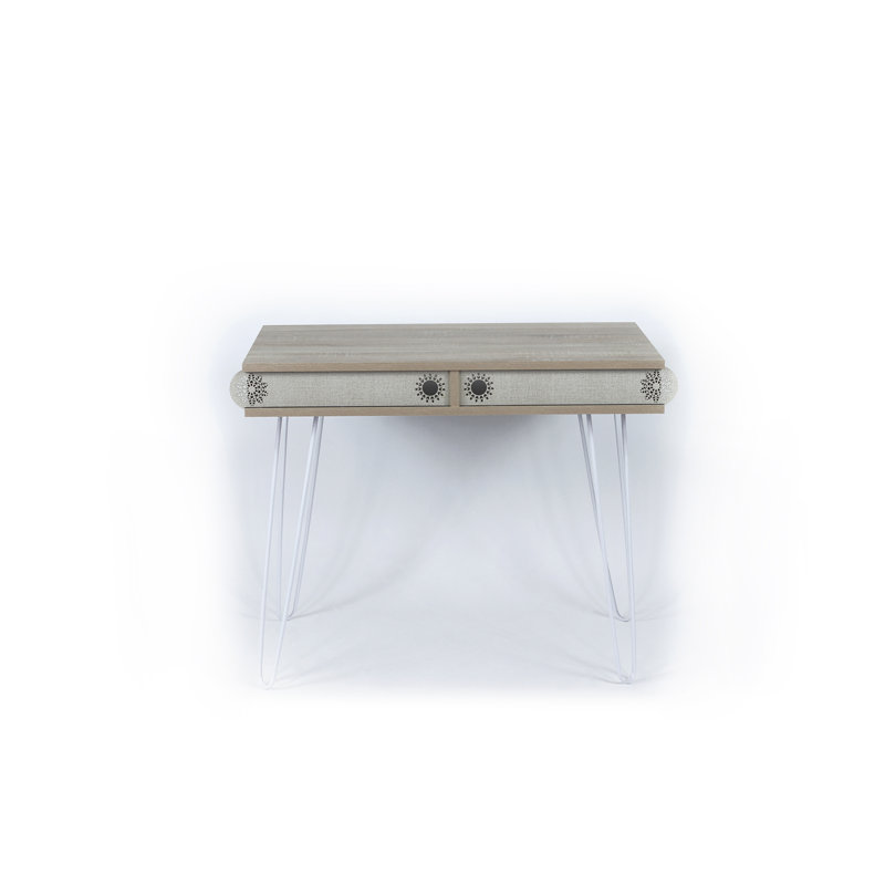 Bureau d'écriture avec pieds en métal, bureau rectangulaire moderne avec rangement, bureau de style moderne