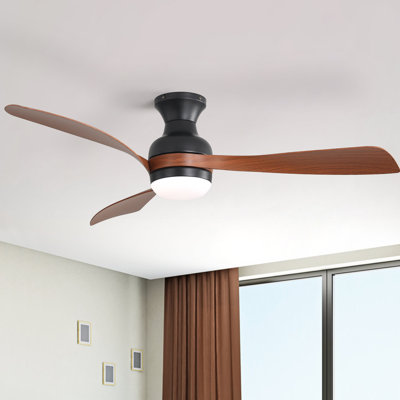 Ventilateur de plafond à fixation rapide 52 pouces avec 1 lumière Sofucor, 1 lumière DEL à intensité variable de 18 W avec fonction mémoire, moteur à courant continu, réglage de la minuterie 1/4 H
