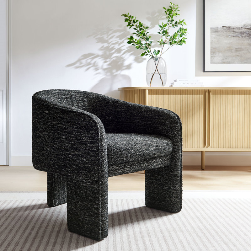 Fauteuil d'appoint rembourré en tissu Greer Boucle, Tissu gris anthracite