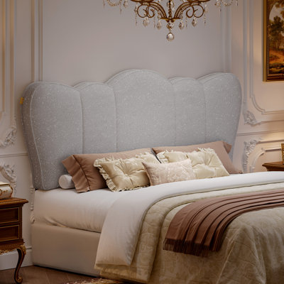 Fabric Upholstered Headboard Adjustable Height Modern Crown Bed Headboard For 8-14 Inch Mattress