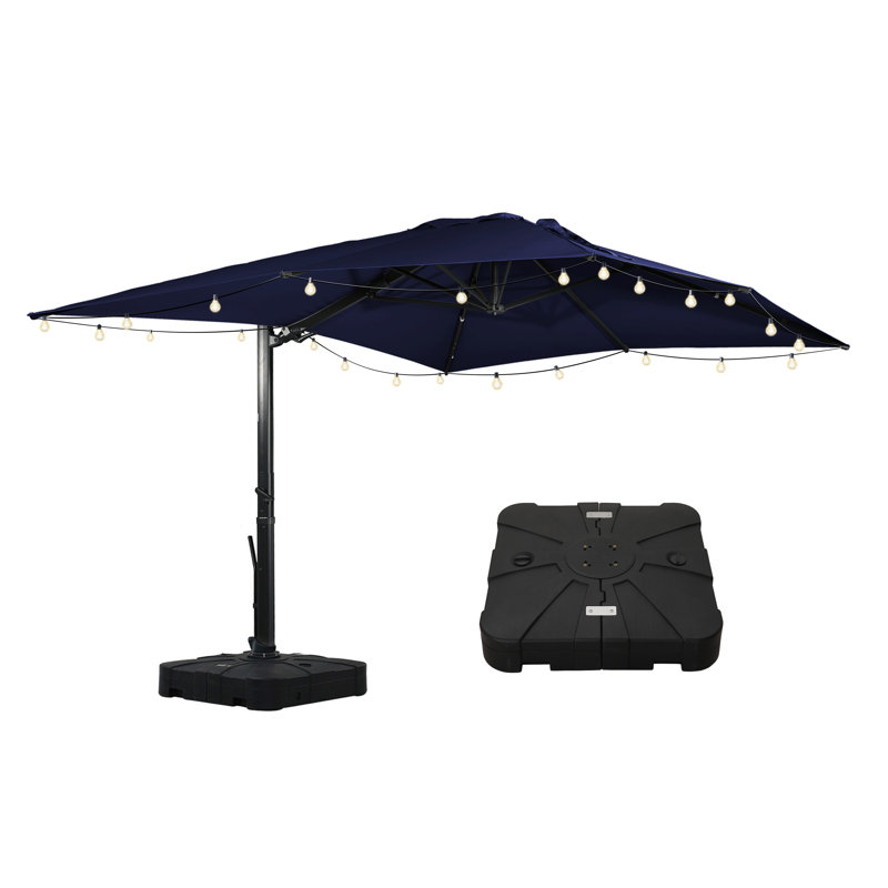 Parasol de patio en porte-à-faux 10 x 13 pi avec crochet et base à bricolage, Gris