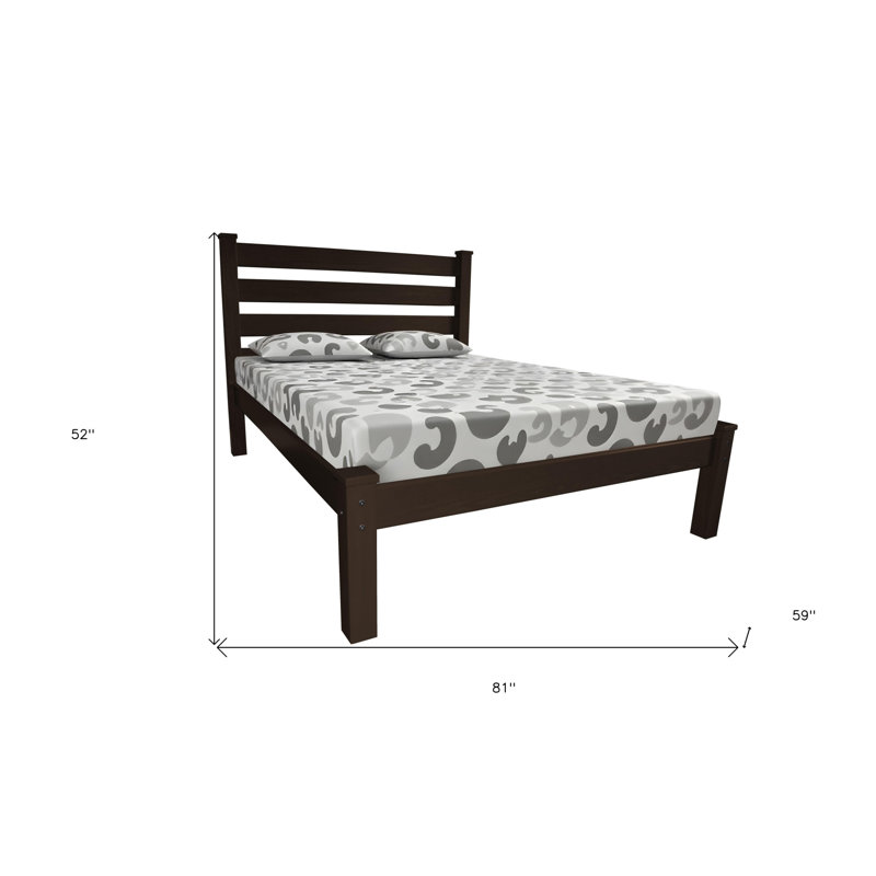 Dark Brown Solid Wood Full Bed Frame