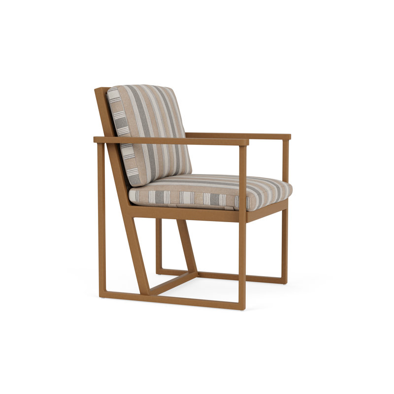 Summit Outdoor Dining Armchair, Linen, Purveyor Pewter, Hickory