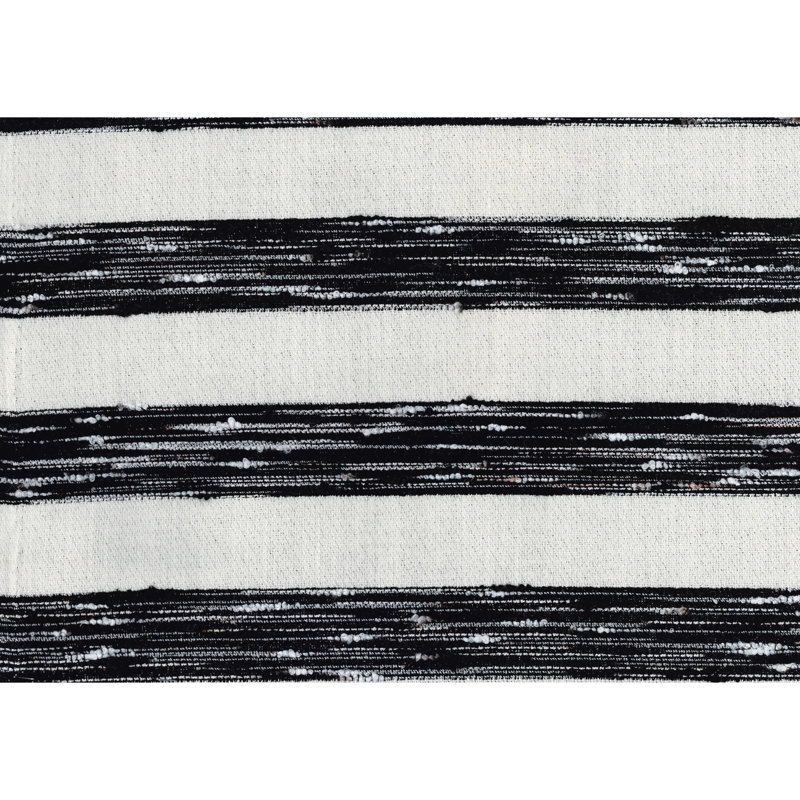 Pouf rayé noir et blanc, plancher antidérapant, capacité de 300 lb, 16 po x 16 po x 16 po, housse en tissu avec fermeture à glissière, repose-pieds moderne entièrement assemblé et fascinant à rayures, base, fermeture à glissière, sophistiqué