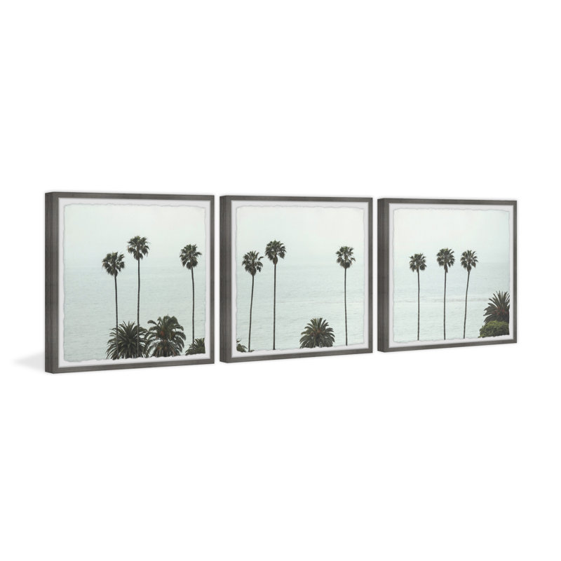 «Tall Coco Palm Trees» par Marmont Hill - ensemble de 3 photos encadrées, H 12 po x l 12 po