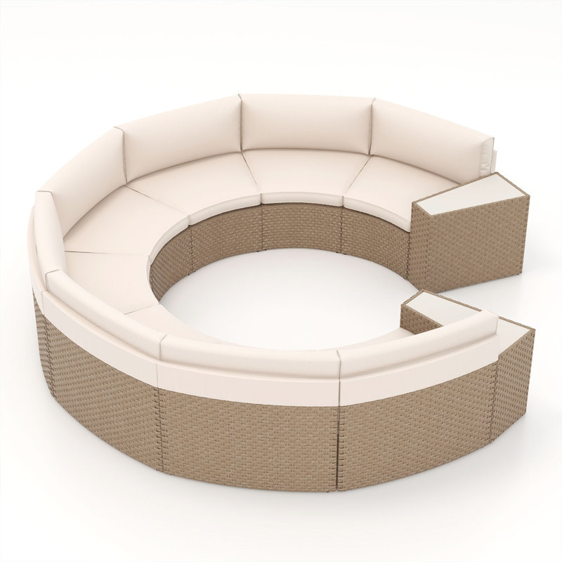 8 - Person Seating Group With Cushions, Beige Frame/Beige Cushion