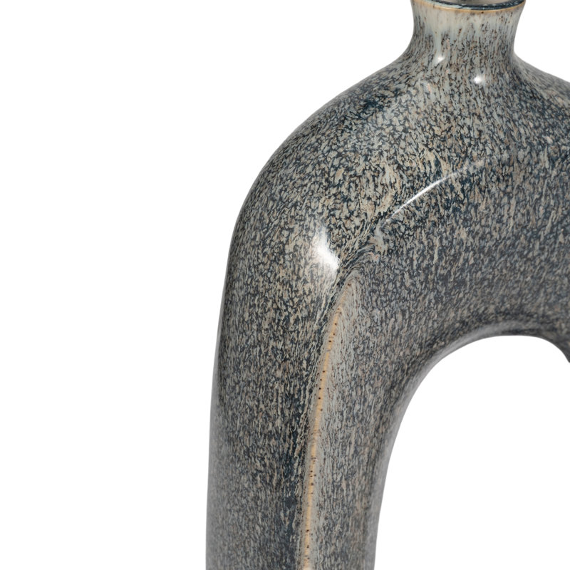 Ilariana Stoneware and Ceramic Vase with Sculptural Open Silhouette and Modern Art-Inspired Design Element or Decorative Display on Shelves or Tabletops in Contemporary Interiors