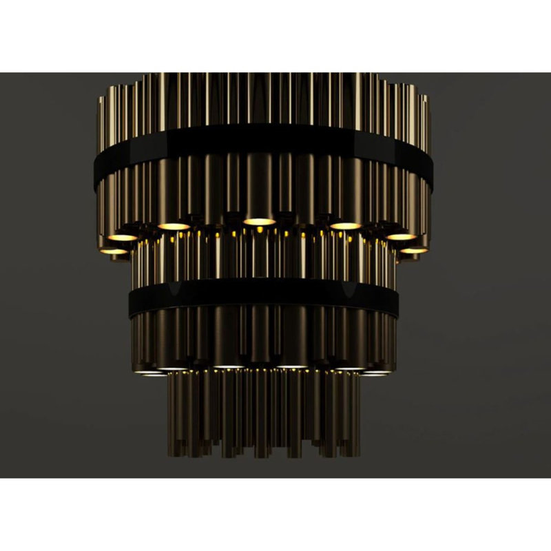 Light Brass Body Granville Dimmable Chandelier, Bronze, 45" H x 46" W x 46" D