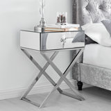Hausman Elegant Mirrored 1 Drawer Bedside Table