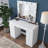 Elegant Make-Up Table with Mirror, White, 47.2 x 32.2 x 17.5 inches | 100% Melamine Coated E1 Quality Chipboard, Thickness: 0.7 inches | Includes 11 Bulbs, Modern Glam Design for Stylish Beauty Spaces
