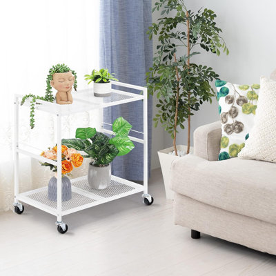 2 Tier PC Tower Stand White Computer Tower Stand Floor CPU Holder Stand With Wheels Metal Mobile Computer Tower Cart Rolling Stand For Fax Home Office