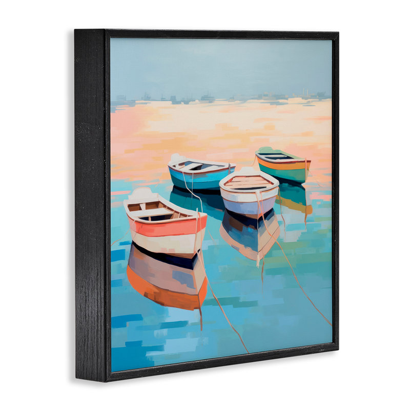 Art de giclée bateau réflexion sur le bateau par Irena Orlov, H 12 po x l 12 po, Giclée encadrée noir minuit
