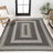 Argo Classic Nautical Mitre Stripe Reversible Machine-Washable Black/Cream Indoor/Outdoor Rug-443693940