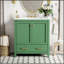 Meuble-lavabo vert 30 po avec lavabo simple, combinaison sous le comptoir, rangement multifonctionnel et fermeture en douceur