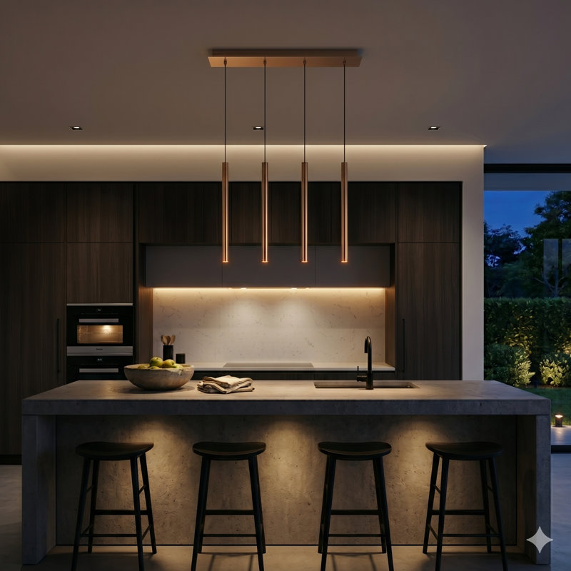 Baileyton 4 - Light Kitchen Island Pendant, Nickel