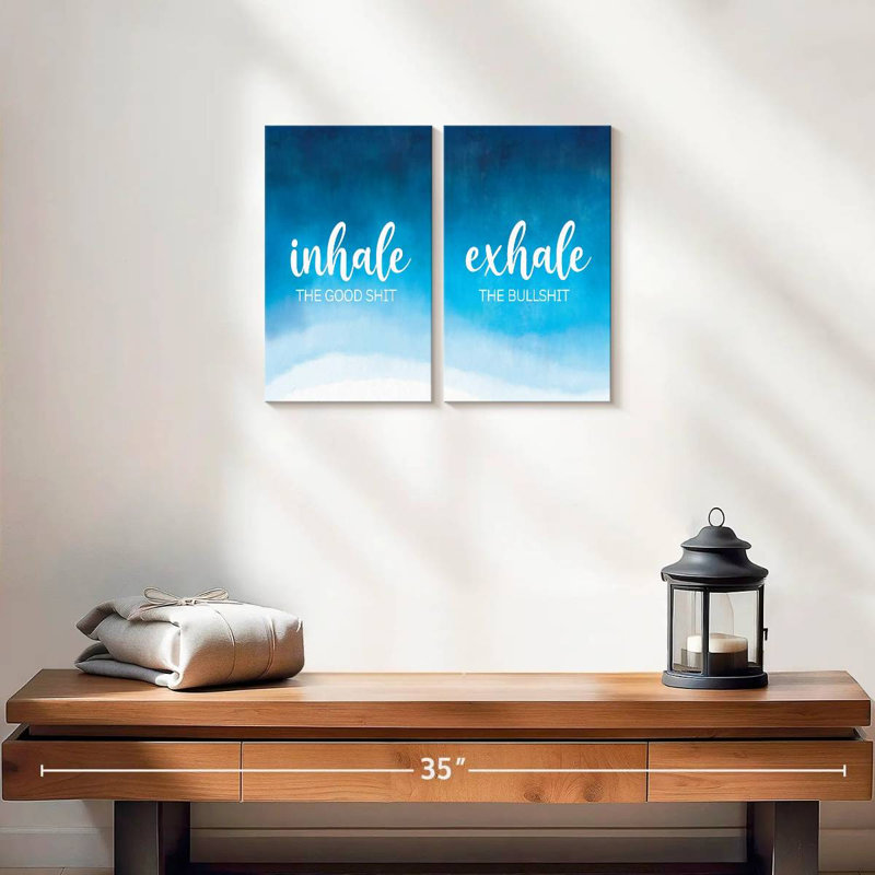 «Inhale Exhale Humor II», ensemble de 2 reproductions sur toiles 2 pièces, H 12 po x l 17 po x P 1 po
