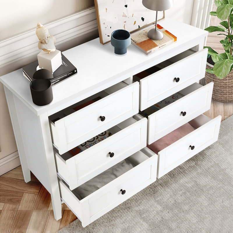 Commode 6 tiroirs Kostival, Blanc