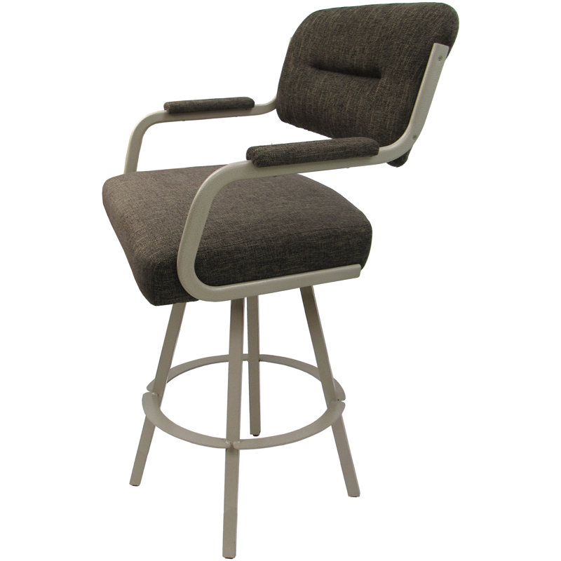 Tabouret de comptoir très haut pivotant Rhuaran, Brun / beige
