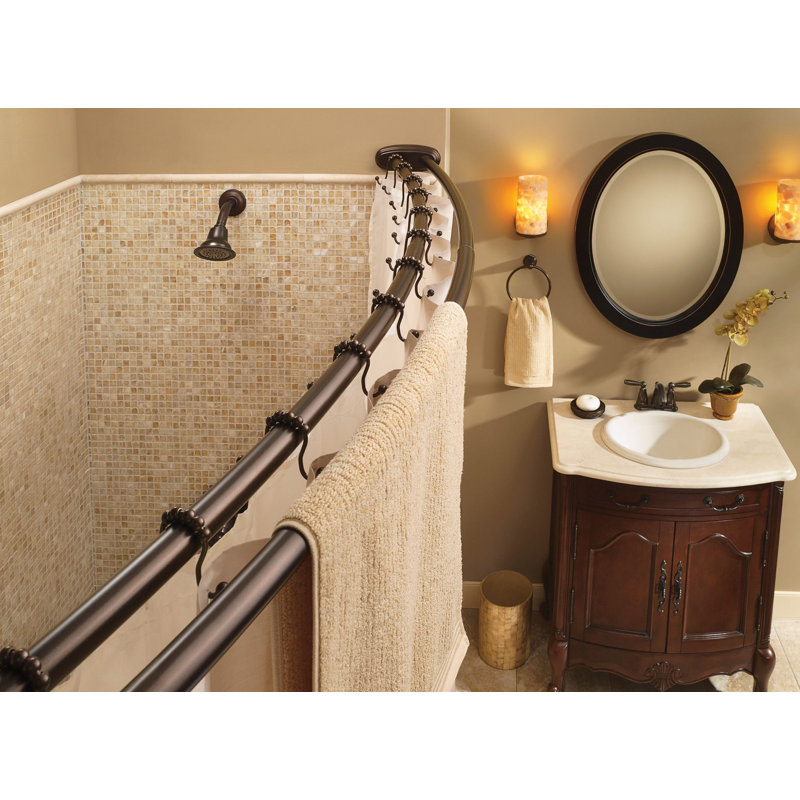 Tringle à rideau de douche réglable double courbée, Bronze du vieux monde