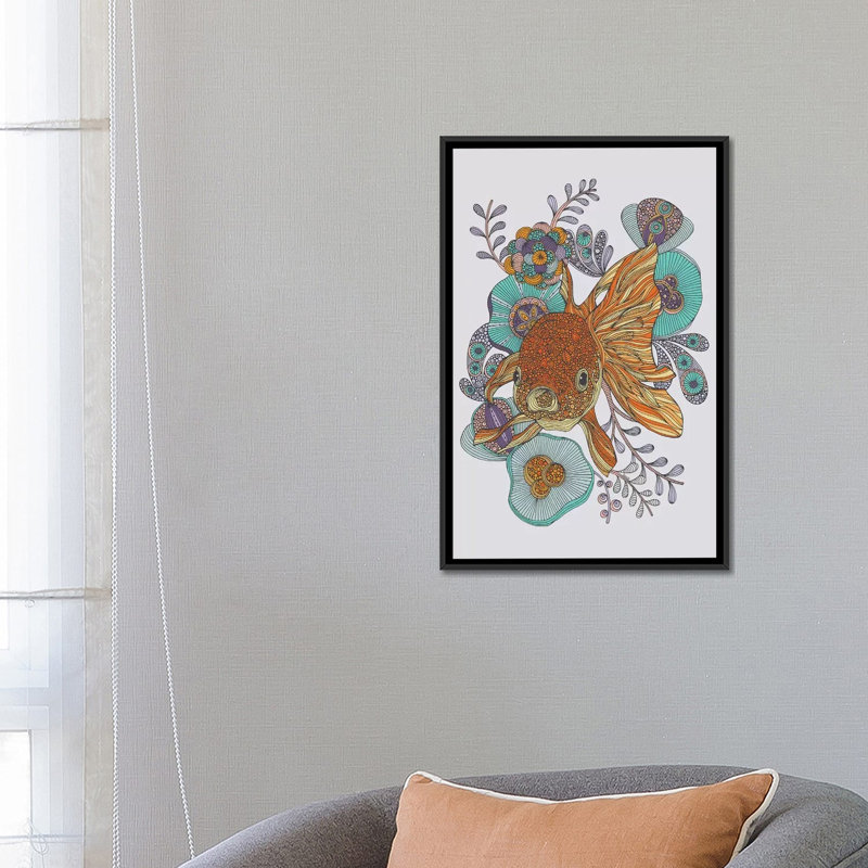 " Little Fish " by Valentina Harper, 26" H x 18" W x 1.5" D, Black Framed Canvas, No Mat