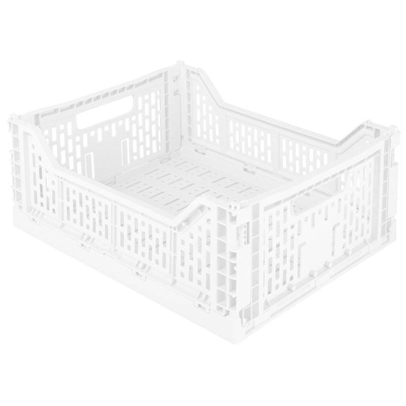 Simplify Plastic Crate, White, 5.71" H x 15.75" W x 11.81" L