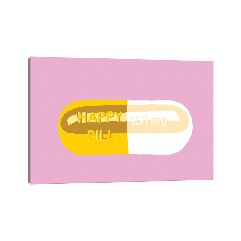 Happy Pill Pink - Wrapped Canvas Print, 152.5 cm H x 101.5 cm W