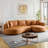 Faux Leather Curved Sectional Sofa-498607173-498607171