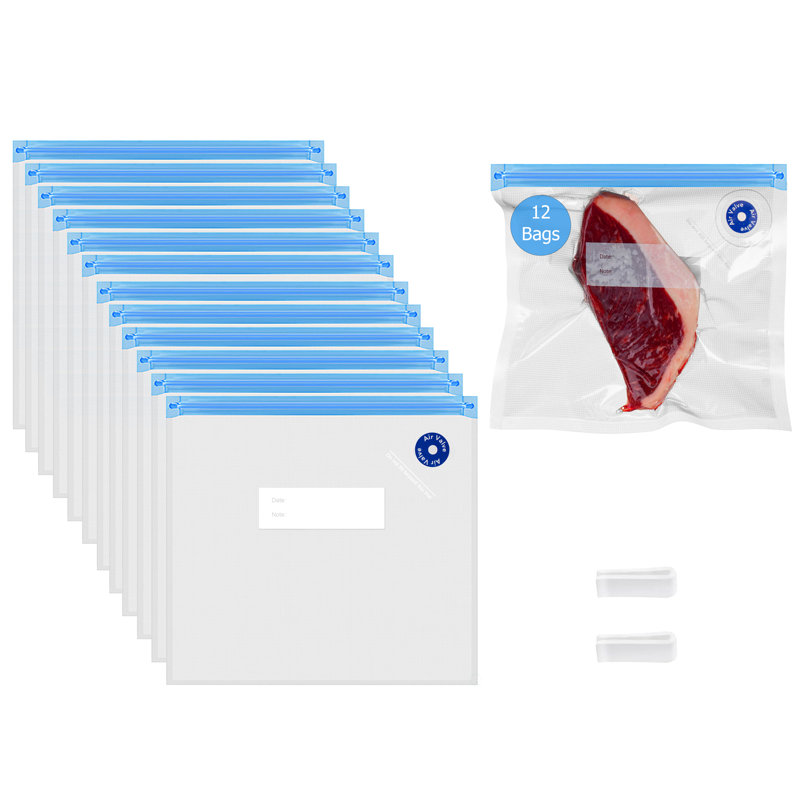 Ensemble de 12 sacs de rangement pour aliments réutilisables hermétiques et refermables de 9 po x 8 po Basicwise