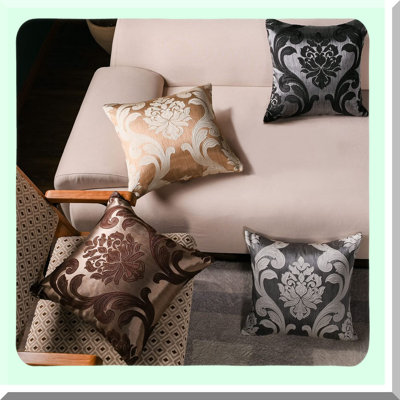 Jacquard Beige Pillow Covers - Set of 2, Decorative Cushion Covers for Couch, Sofa, Bed - Attractive Living Room Pillowcase