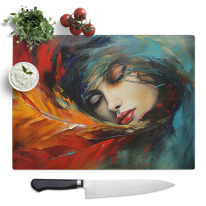 Feather Woman No.2  Glass Chopping Board