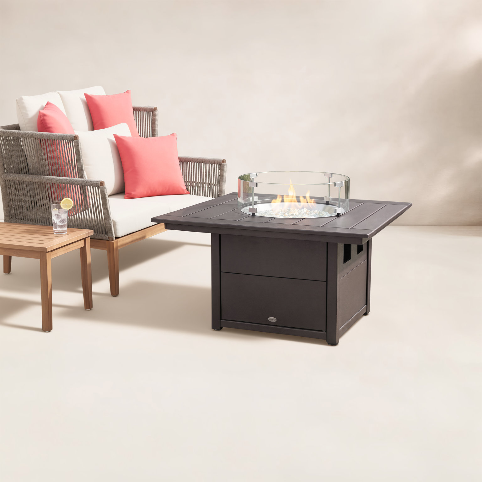 Square 42" Fire Pit Table, Black
