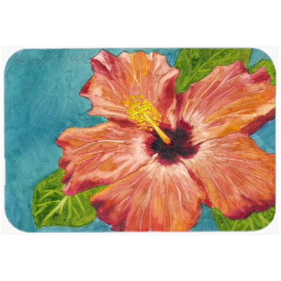 Caroline's Treasures Coral Hibiscus Glass Cutting Board