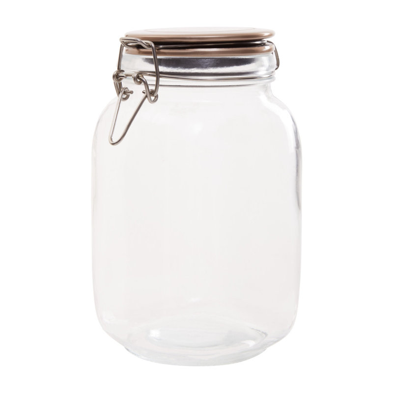 Glass Jar, Clear/Champagne, 20cm H x 11cm W x 11cm D