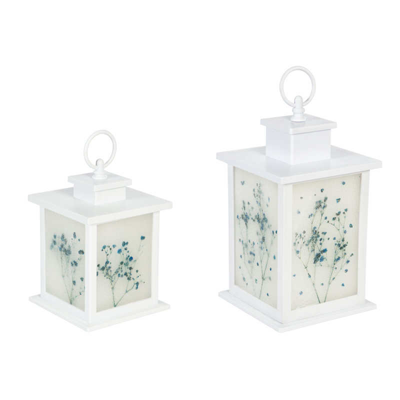 Ensemble 2 pièces de lanterne de table en métal avec bougies inclus