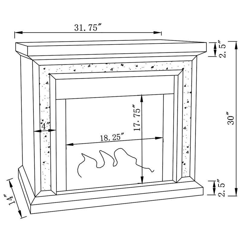 Rectangular Freestanding Fireplace Mirror