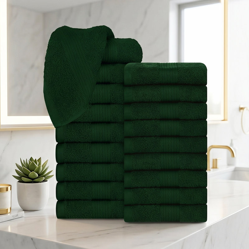 100% Cotton 600 GSM Washcloths, Green