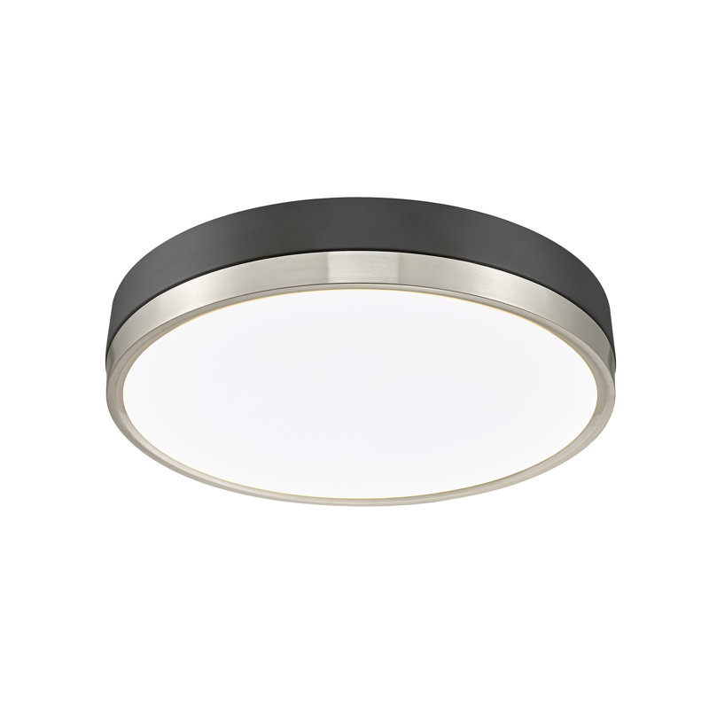 Brexleigh Acrylic LED Flush Mount, Matte Black/Brushed Nickel