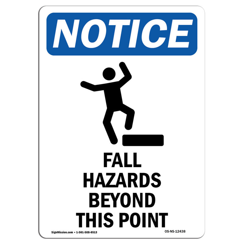 Notice - Fall Hazards Beyond Sign