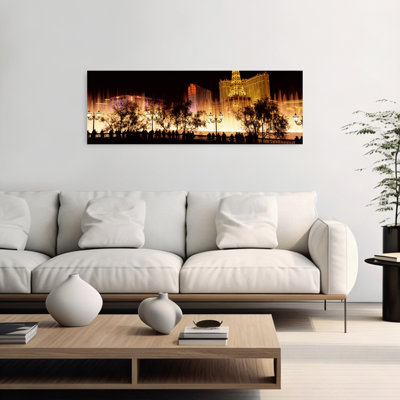Hotels In A City Lit Up At Night, The Strip, Las Vegas, Nevada, Usa Modern Abstract City Tree Wall Art