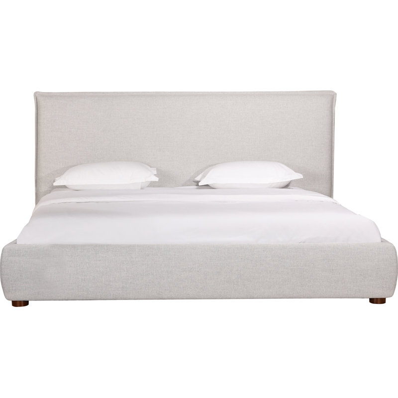 Lit plateforme tapissier Timothy, Très grand, Tissu à tressage panier gris clair, 45.5