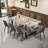 Modern 9-Piece Industrial Dining Set with 71" Wood Top and Upholstered Chairs-301154596