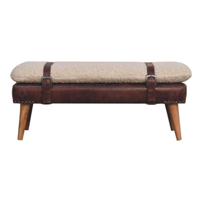 X Mahogany Leather Bench by George Oliver