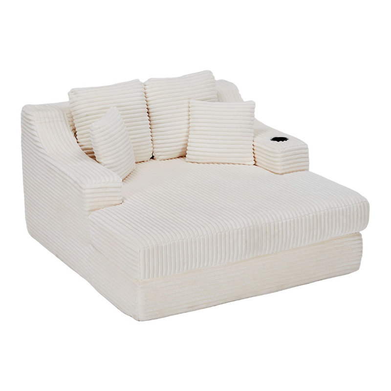 2 Seater Corduroy Sofa, White