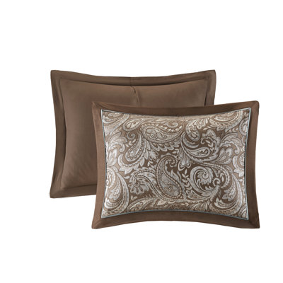 King Size 12 Piece Bed - Blue/Brown With 200Tc Cotton Sheets And Modern Paisley Design Comforter Attractive Pattern