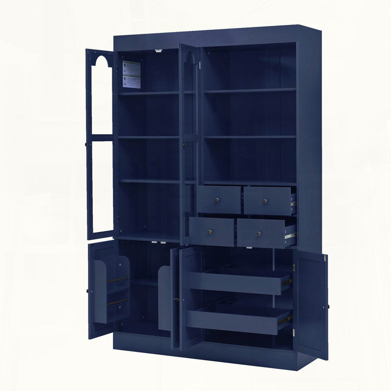 Buffet 75 autoportant avec huche et portes style Shaker, Blue