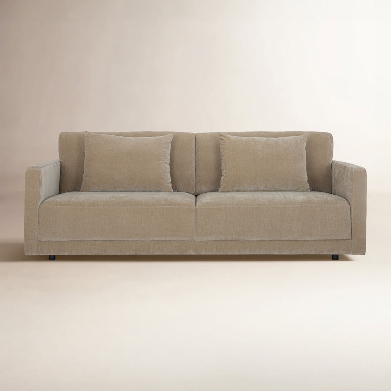 Kenji 84'' Upholstered Sofa, Latte Brown Velvet